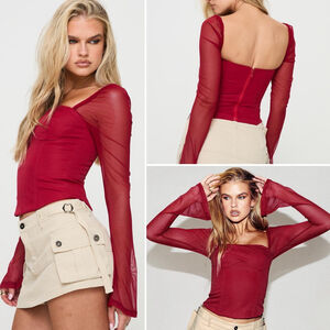 NWT Women's long sleeve Corset top Small Princess Polly Red Mendi Size 4